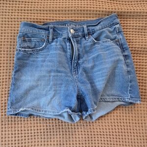 American Eagle Outfitters Blue Jean Shorts High-Waisted Cuffed
